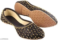 Embroidered Juttis - Black - 6