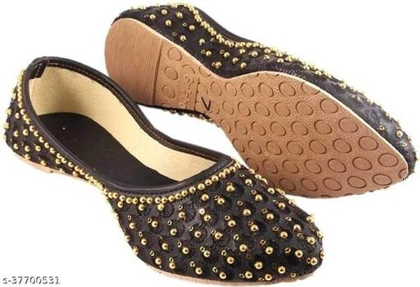 Embroidered Juttis - Black - 6