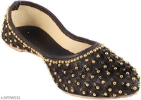 Embroidered Juttis - Black - 6