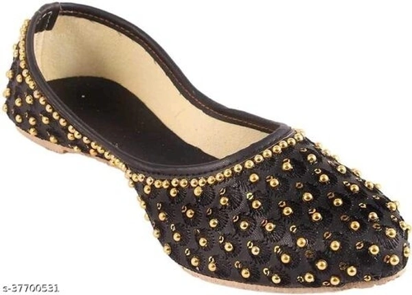 Embroidered Juttis - Black - 6