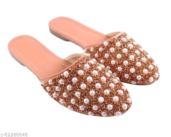 Pearl Embellished Flats - Rose Gold - 4