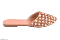 Pearl Embellished Flats - Rose Gold - 8