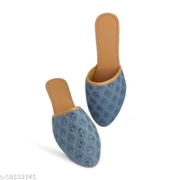Embroidered Flats - Bluish  - 4