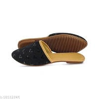 Embroidered Flats - Black  - 5