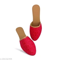 Embroidered Flats - Red - 5