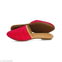 Embroidered Flats - Red - 9