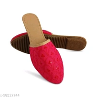 Embroidered Flats - Red - 9