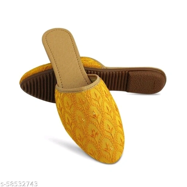 Embroidered Flats - Yellow  - 7