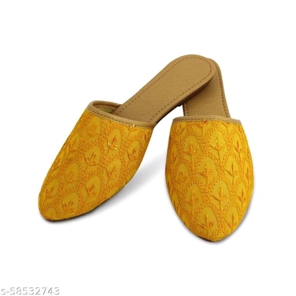 Embroidered Flats - Yellow  - 7