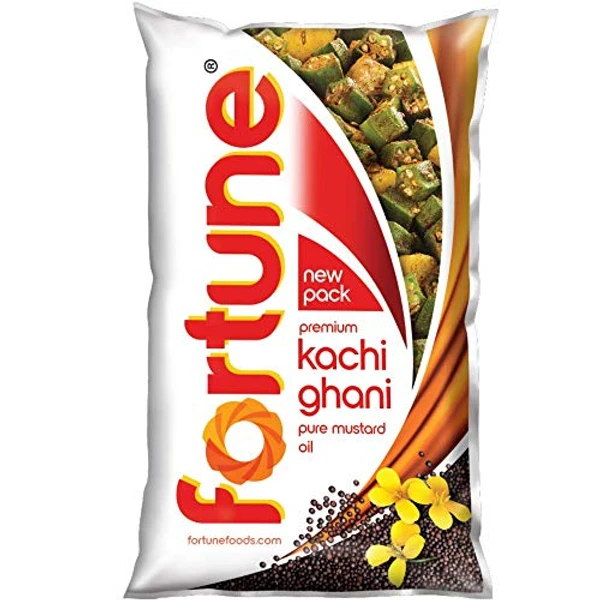 Fortune Premium Kachi Ghani Pure Mustard Oil - 1L- Pouch, Pouch