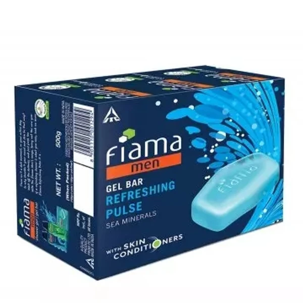 Fiama Men Gel Bar - Refreshing Pulse Sea Minerals, With Skin Conditioners  - 125g