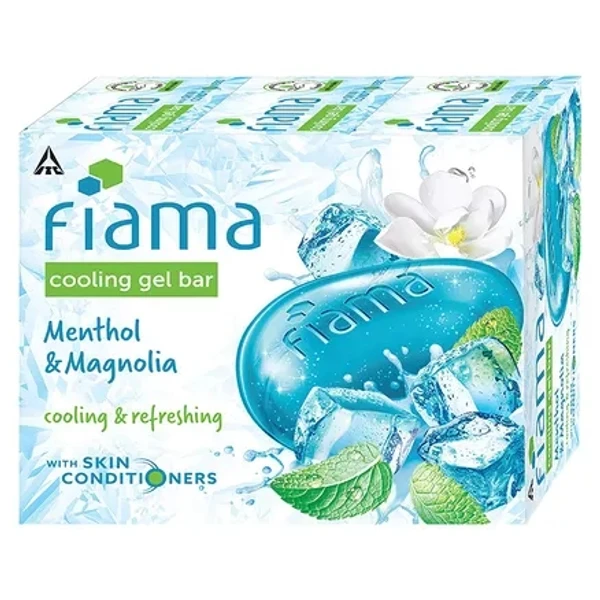 Fiama Cooling Gel Bar- Menthol And Magnolia-Cooling And Refreshing, With Skin Conditioners - 125g - ( Pack Of 3)