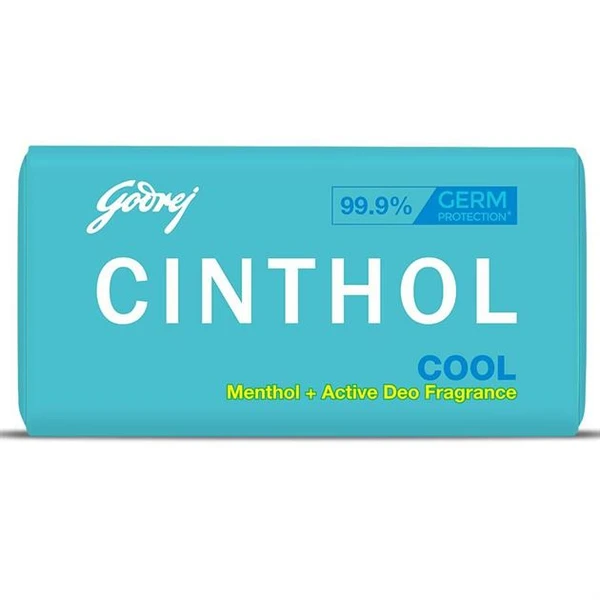 Cinthol Cool, Menthol+Active Deo Fragrance Bath Soap(99.9% Gearm Protection) - 100g (Buy 4 Get 1 Free)