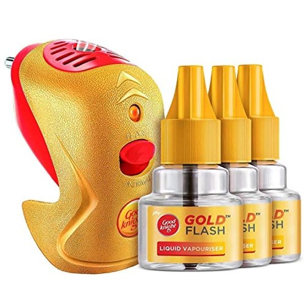 Good Knight Gold Flash Liquid Vapouriser - Mosquito Repellent Rifill - 4pcs(1machine+3refills)