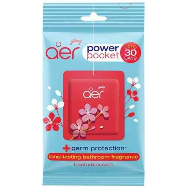 Godrej Aer Bathroom Air Fragrance - Fresh Blossom, Power Pocket, Long Lasting Bathroom Fragrance - 10g