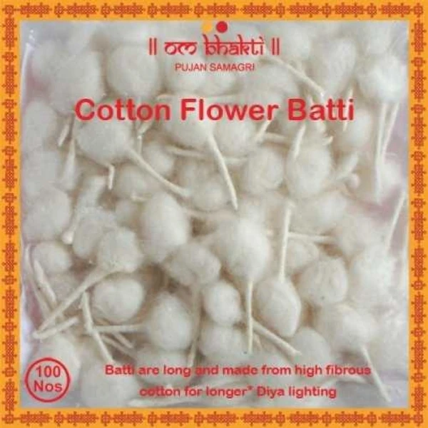 Om Bhakti Lamp Wicks-Cotton Flower Batti - 100pcs