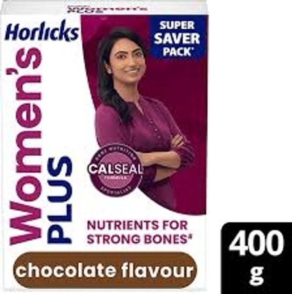 Horlicks Women's Plus - Chocolate Flavour, Nutrients For Strong Bones - 400g - Carton