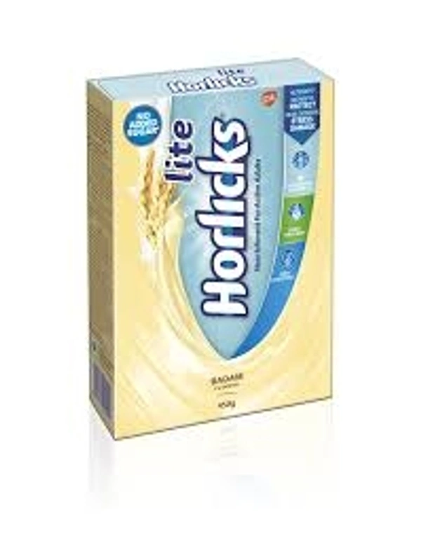 Horlicks Lite- Health & Nutrition Drink, Badam Flavour, Nourishment For Active Adults - 450g