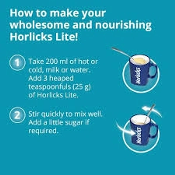 Horlicks Lite- Health & Nutrition Drink, Badam Flavour, Nourishment For Active Adults - 450g