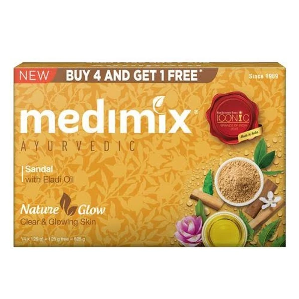 Medimix Ayurvedic Bathing Soap With Eladi Oil - Nature Glow, Clear & Glowing Skin - 125g - Buy 4 Get 1free