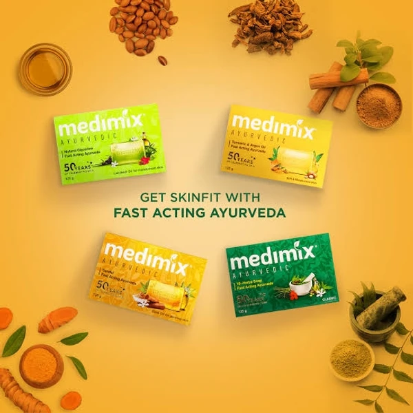 Medimix Ayurvedic Bathing Soap With Eladi Oil - Nature Glow, Clear & Glowing Skin - 125g - Buy 4 Get 1free