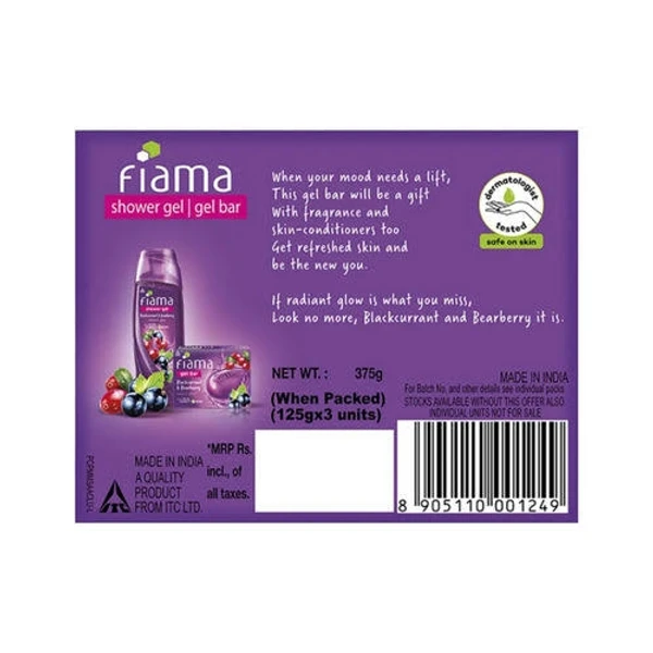 Fiama Gelbar- Blackcurrant & Bearberry, Radiant Glow - With Skin Conditioners - 125g