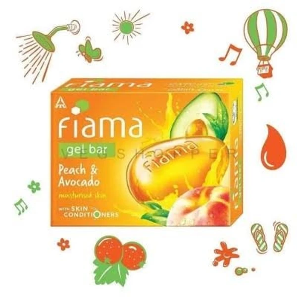 Fiama  Gelbar Peach & Avocado, Moisturised Skin -with Skin Conditioners - 125g(Pack Of 3)