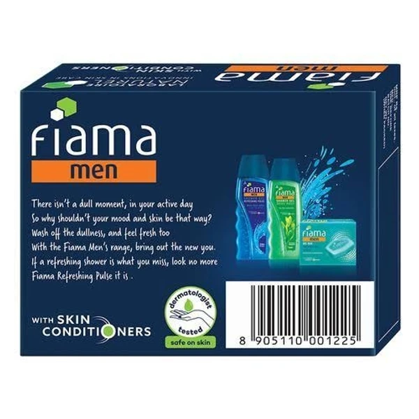 Fiama Men Gel Bar - Refreshing Pulse Sea Minerals, With Skin Conditioners  - 125g( Buy 3 Get 1 Free)