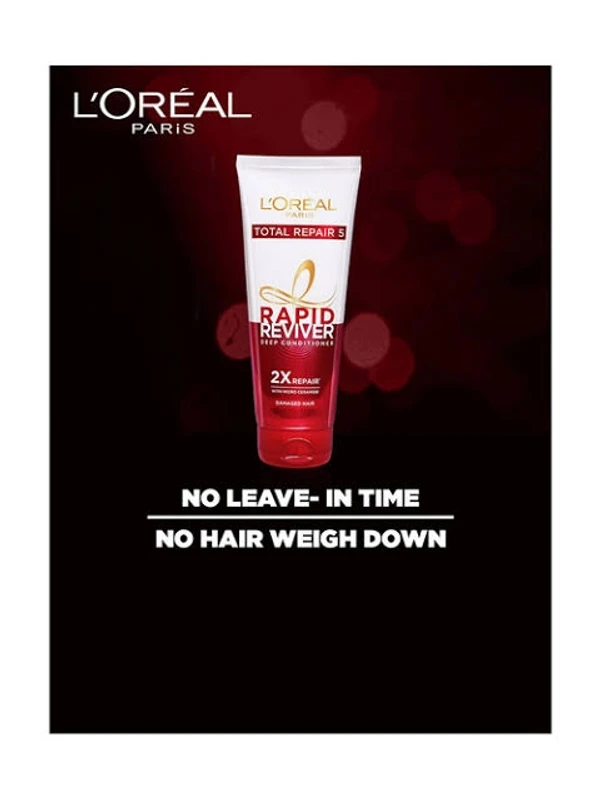 Loreal Paris Total Repair 5 Rapid Reviver Deep Conditioner - 2X Repair With Micro Ceramic - Damaged Hair  - 180ml