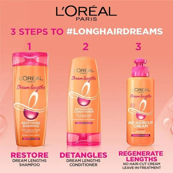 Loreal Paris dream lengths  Detangling Conditioner - With Vegetal Keratin & Castor Oil - 71.5ml