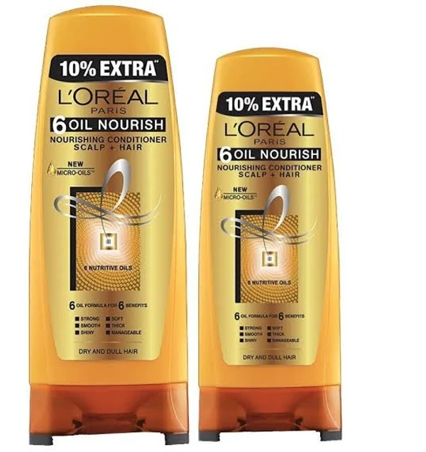 Loreal Paris 6 Oil Nourish Conditioner - Scalp + Hair, Dry & Dull Hair  - 65ml