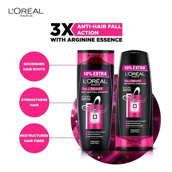 Loreal Paris Fall Resist 3X Anti Hair Fall Shampoo, Prevents Hair Fall, Upto 90% Hair Fall Reduction - 75ml