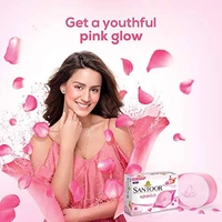 Santoor Rose Glo Bathing Bar With Natural Extracts, Rose Water & Honey - 125 g (Pack Of 6)