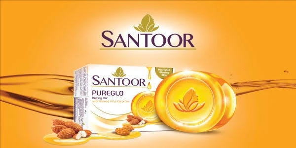 Santoor Pure Glow Bathing Bar With Almond Oil & Glycerine,  Nourished Glowing Skin - 125 g ( Pack Of 3)