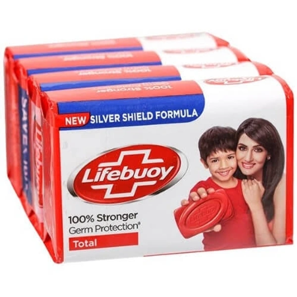 Lifebuoy Total - 100% Stronger Germ Protection, Silver Shield Protection, Silver Shield Formula - 125g (Pack Of 8)