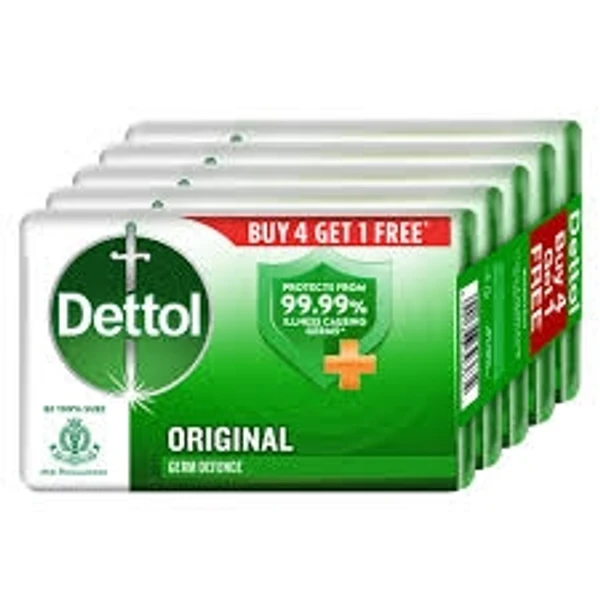 Dettol Original , Protection From 99.9% illness Causing Germs   - 125g ( Buy 4 Get 1 Free)