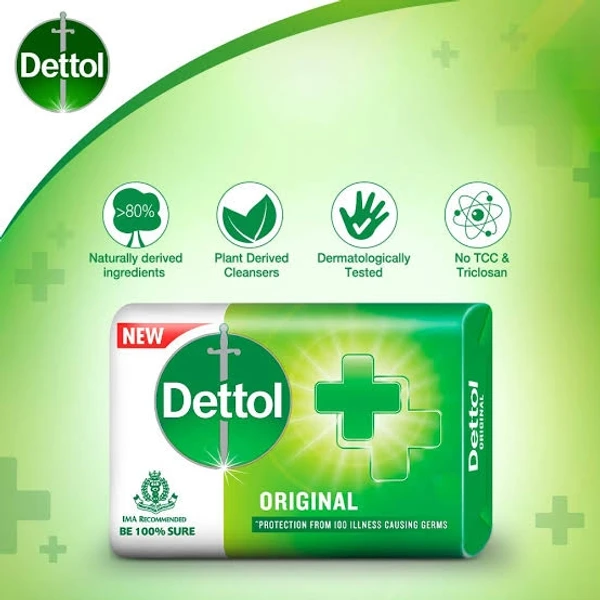 Dettol Original , Protection From 99.9% illness Causing Germs   - 125g ( Buy 4 Get 1 Free)