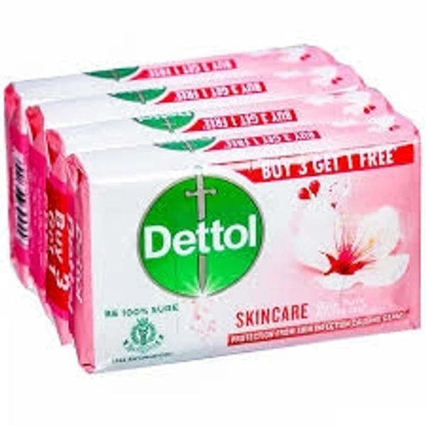 Dettol Bathing Bar Soap, Skin Care With Pure Glycerine, Protection From Skin Infection Causing Germ - 75g - Buy 3 Get 1 Free