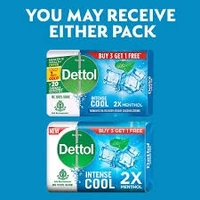 Dettol 2X Intense Cool, , Remove 99.9% Body Odour Causing Germs - 125g (Buy 4 Get 1 Free)