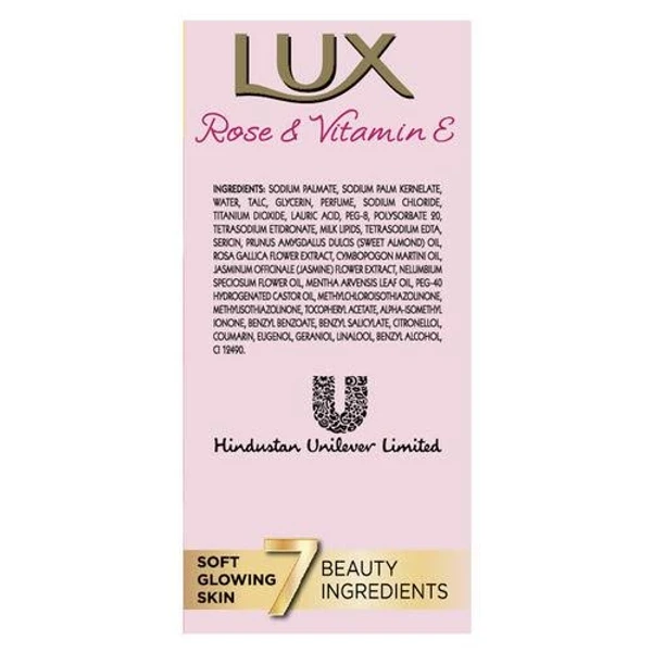 Lux Rose & Vitamin E, 7 Beauty Ingredients - Soft Glowing Skin - 150g- (Buy 4 Get 1 Free)