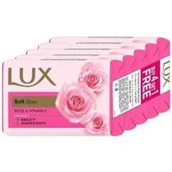 Lux Soft  Glow, Rose & Vitamin E, 7 Beauty Ingredients   - 150g -(Pack Of 8)