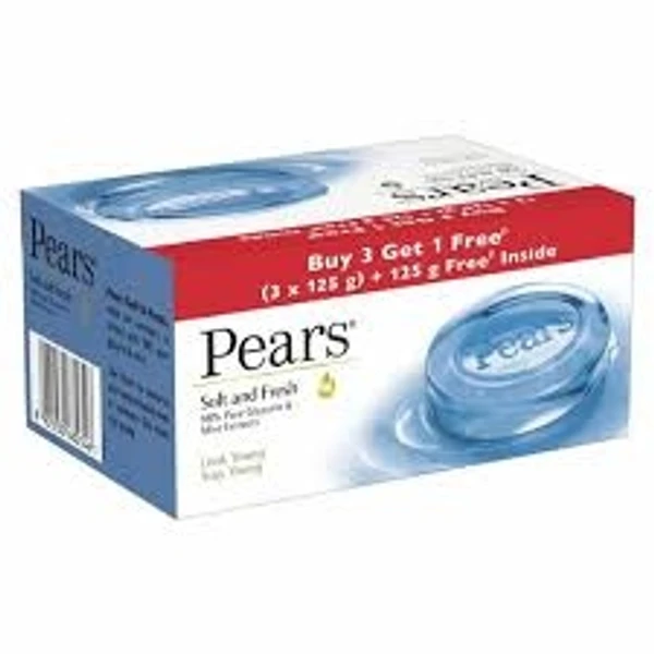 Pears Soft & Fresh, 98% Pure Glycerin & Mint Extracts , Look Young - Stay Young - 125g (Pack Of 4)