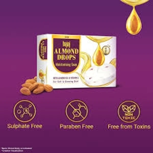 Bajaj Almond Drops - Moisturising Soap With Almond Oil & Vitamin E for Soft & Glowing Skin - 100g  (Pack Of 4)