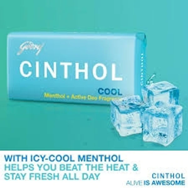 Cinthol Cool, Menthol+Active Deo Fragrance Bath Soap(99.9% Gearm Protection) - 100g