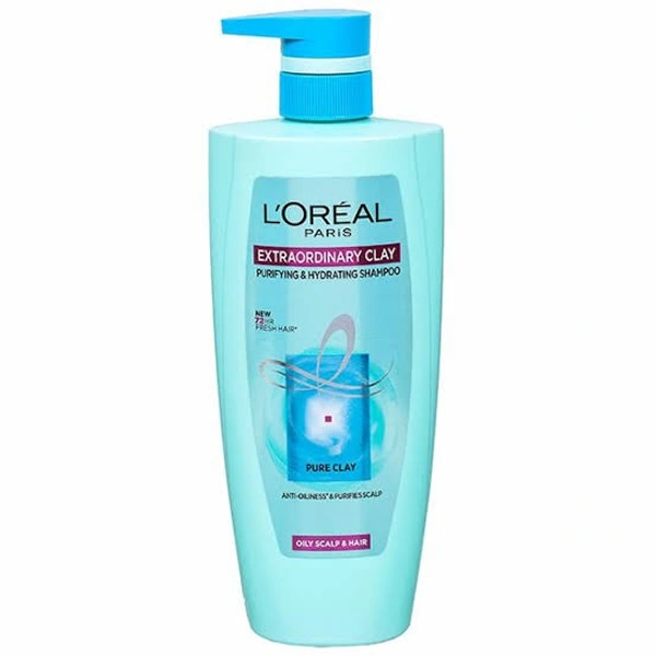 Loreal Paris Extraordinary Clay Purifying & Hydrating Shampoo- Oily Scalp & Hair - 72 Hr Fresh Hair  - 704ml