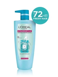 Loreal Paris Extraordinary Clay Purifying & Hydrating Shampoo- Oily Scalp & Hair - 72 Hr Fresh Hair  - 704ml