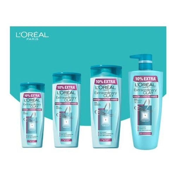 Loreal Paris Extraordinary Clay Purifying & Hydrating Shampoo- Oily Scalp & Hair - 72 Hr Fresh Hair  - 704ml