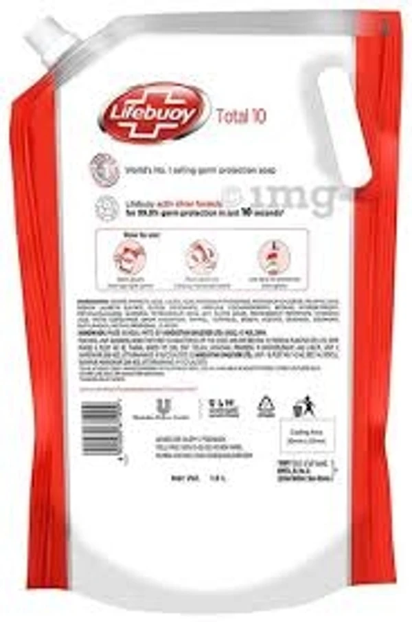 Lifebuoy Germ Protection Hand Wash Total 10, Active Silver Formula, Germ Protection In 10 Seconds - 750ml