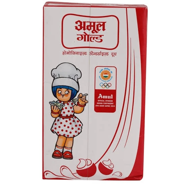 Amul Gold Homogenised Standardised Milk  - 1Ltr - Carton