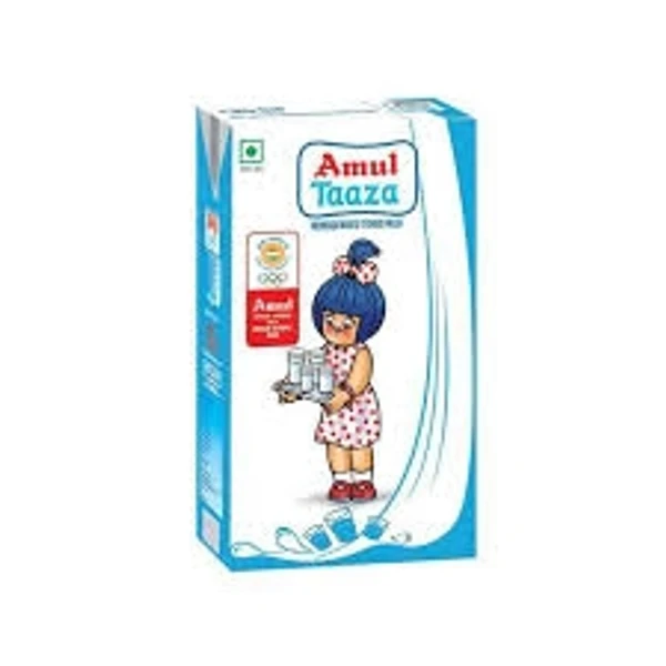 Amul Taaza Homogenised Toned Milk  - 1Ltr - Carton